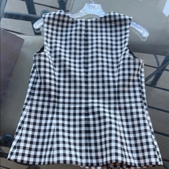 DVF Sleeveless Gingham Peplum Top, Size 4 - Picture 4 of 7